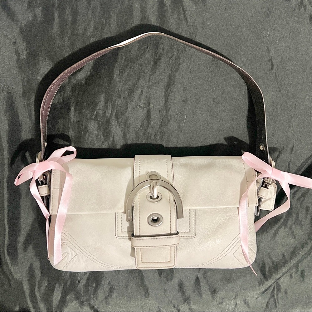 Coach Baguette White and Pink Shoulder Bag